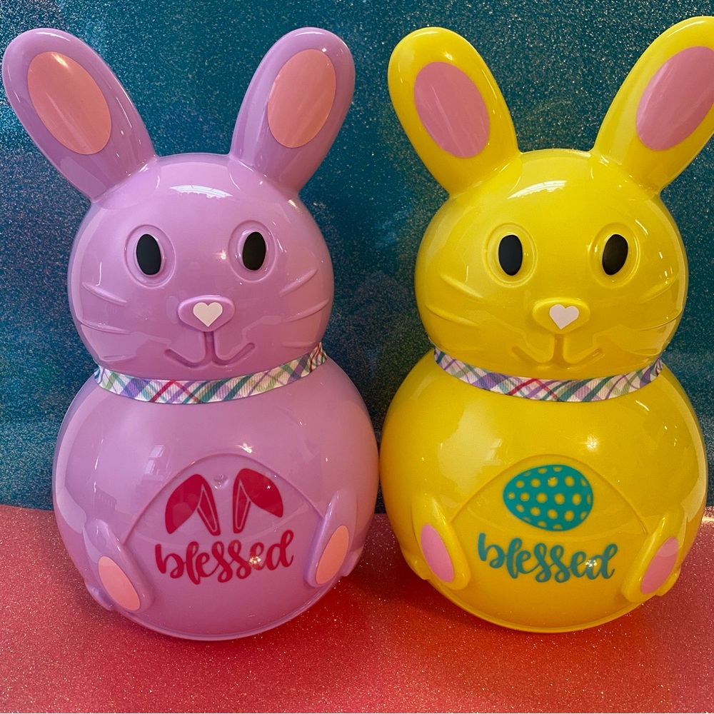 Personalized fillable easter bunny with small personalized cloth bunny bag